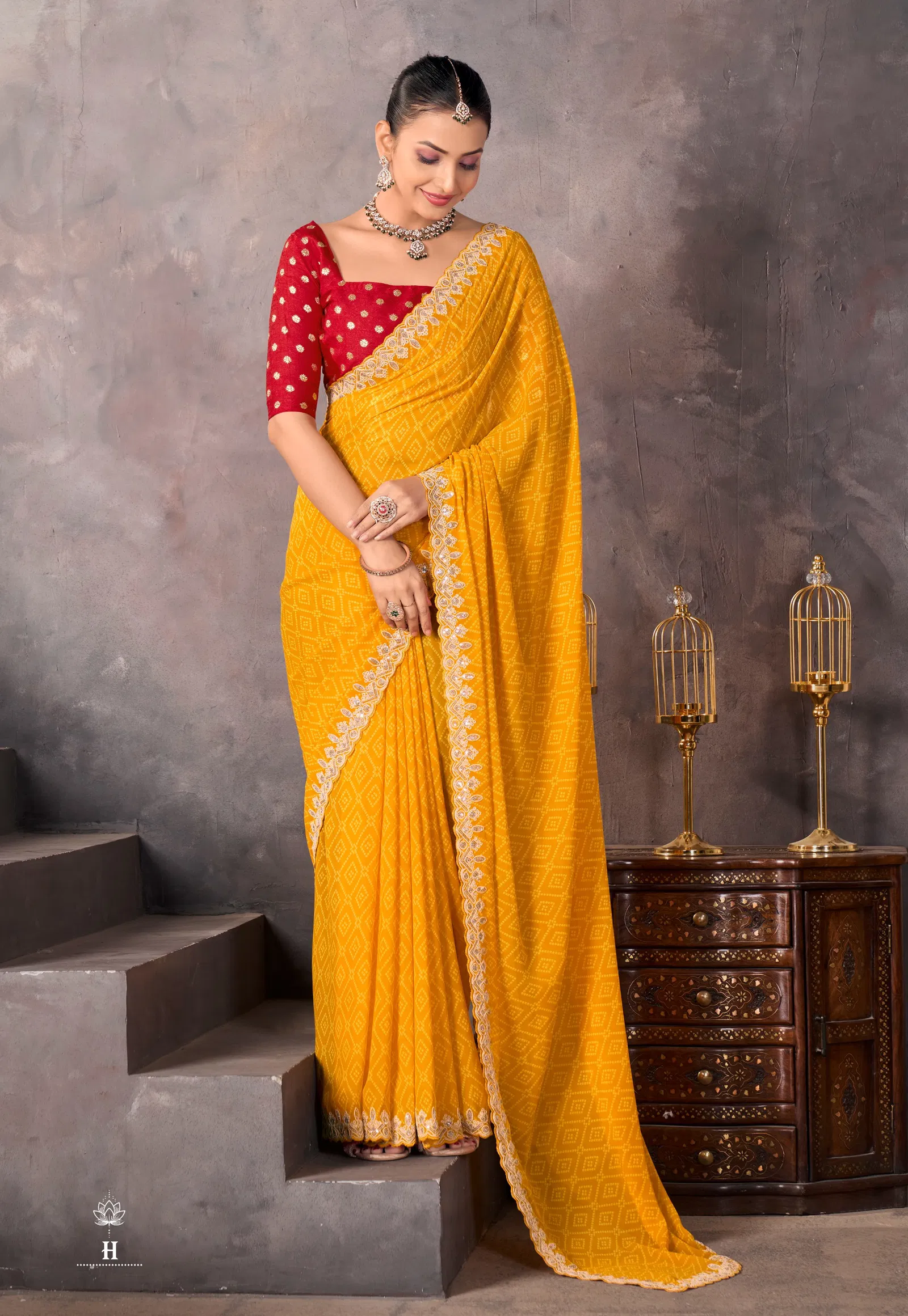 Sundri By Stavan Soft Georgette Embroidery Border Saree Online Wholesale